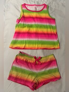 The Children’s Place Neon Striped Tank & Shorts Set Girls 4T Summer Outfit